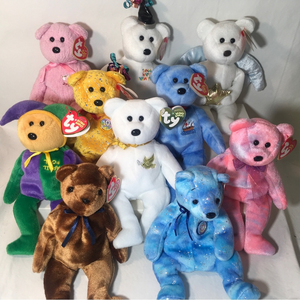Ty Beanie Baby Bears Lot Of 10 With Tags Vintage Plush Y2K Collectible Plush